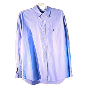 Ralph Lauren "Blake" Blue & White Gingham Checked Button-Down Shirt Men's size L